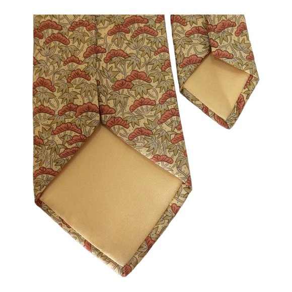 HERMÈS PARIS Tricolor Flower & Leaf Print Silk Tie France 59"/ 3".1/4 EX CD - Picture 7 of 7